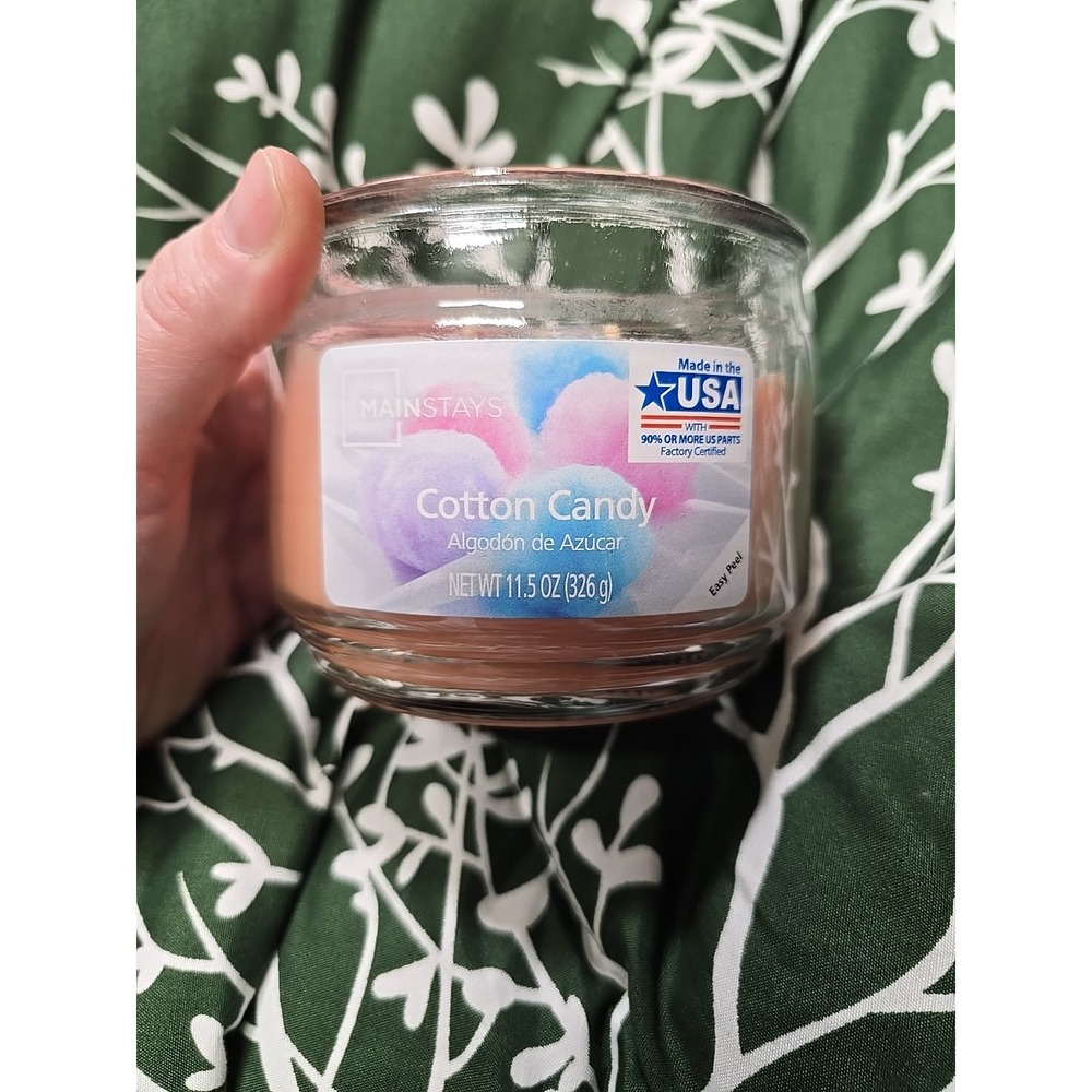 Mainstays Cotton Candy 3 Wick Jar Candles 11.5 OZ - Brand New No Lid Made In USA